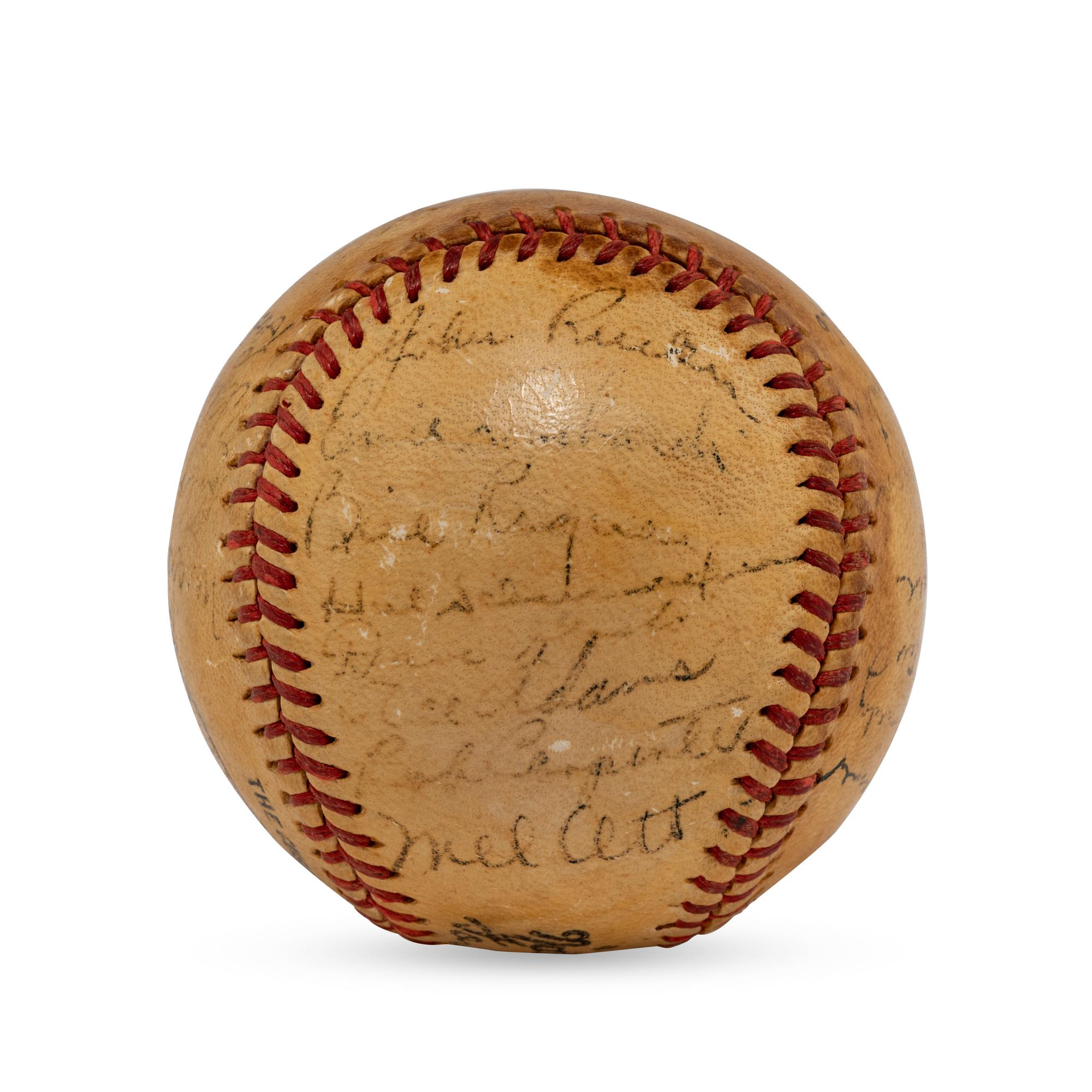 A 1946 New York Giants Team Signed Baseball Featuring Johnny Mize and Ernie Lombardi (JSA Letter of Authenticity),