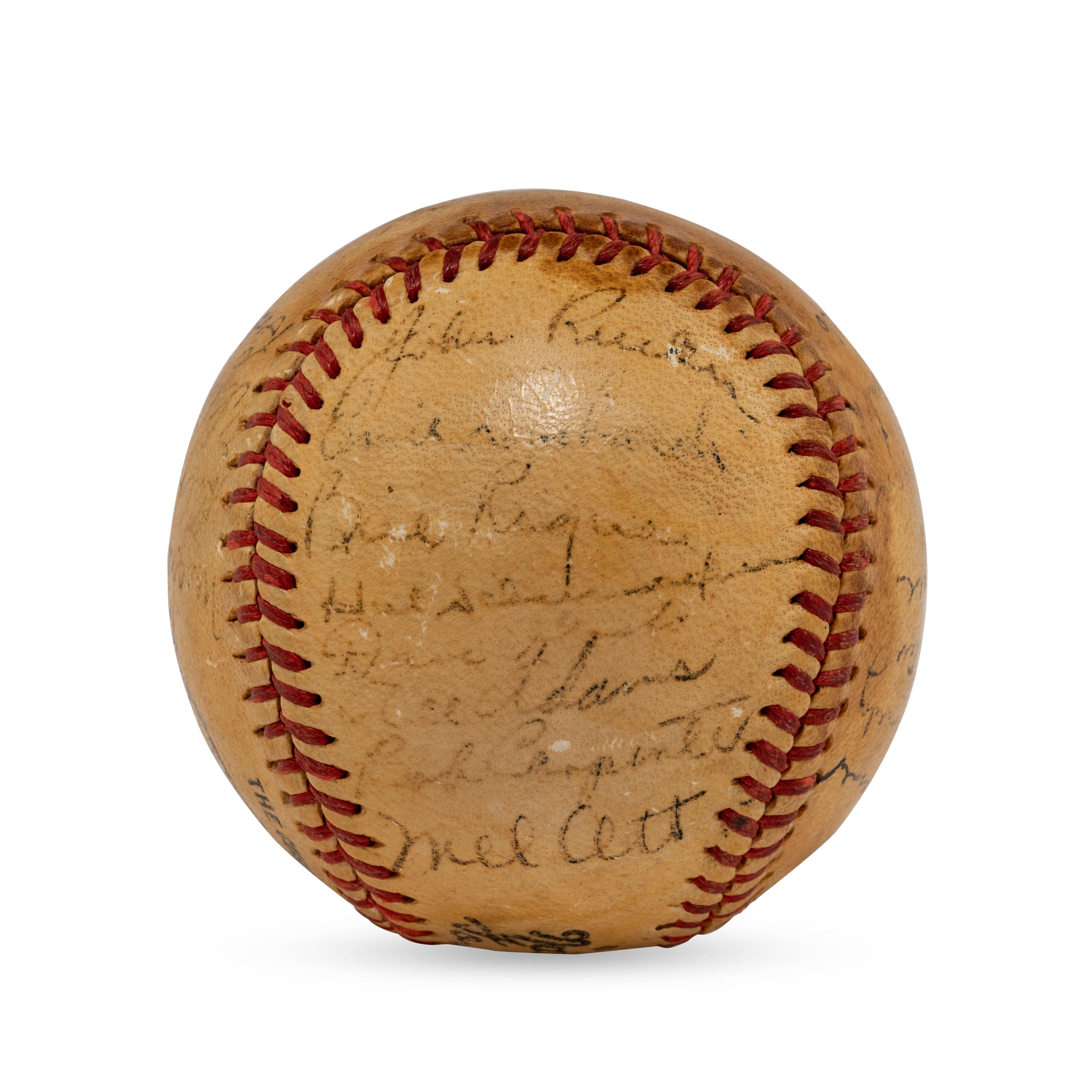 A 1946 New York Giants Team Signed Baseball Featuring Johnny Mize and Ernie Lombardi (JSA Letter of Authenticity),