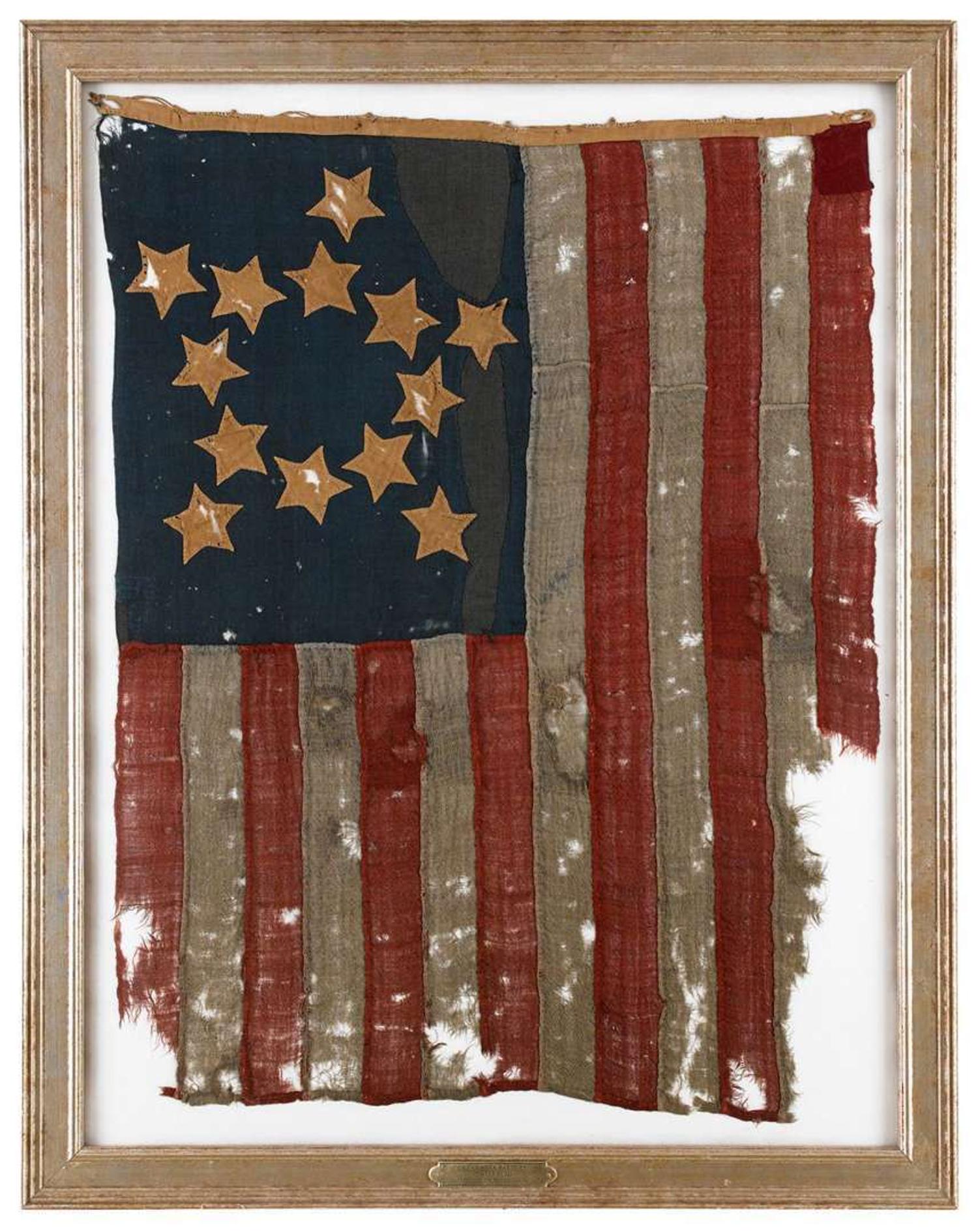 Rare thirteen star "Great Star Pattern" American Naval Color late 18th/early 19th century