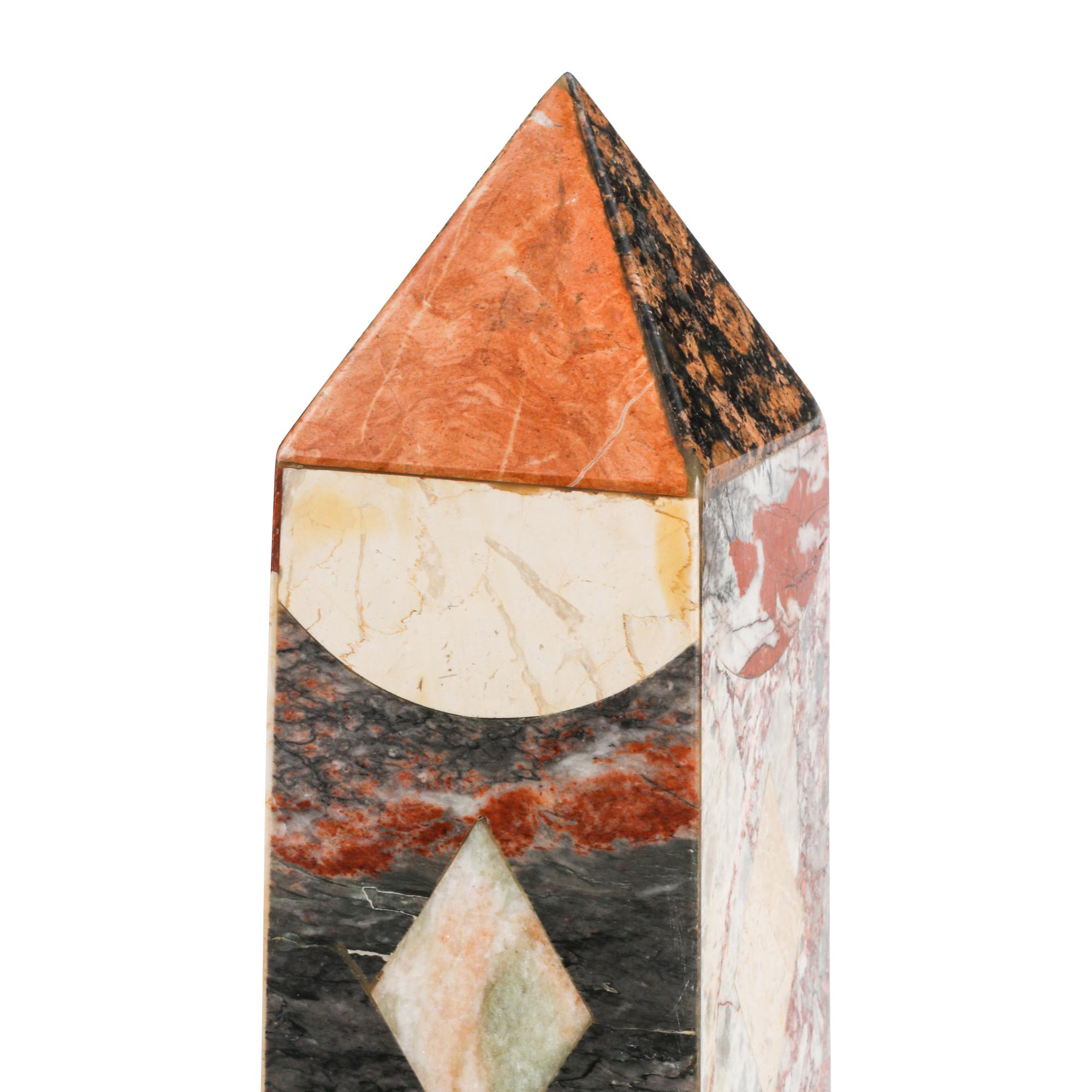 A Pair of Large Grand Tour Style Specimen Marble Obelisks