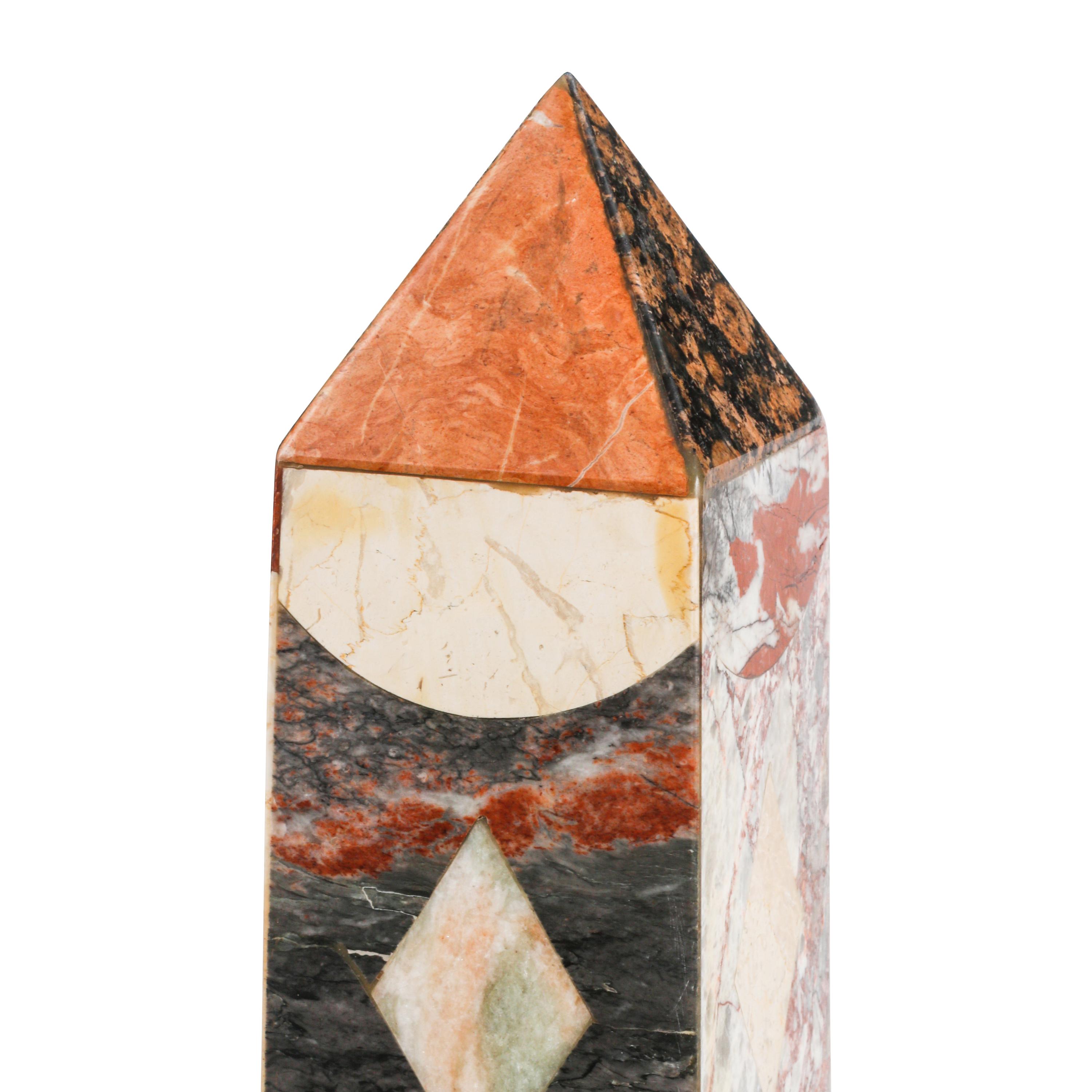 A Pair of Large Grand Tour Style Specimen Marble Obelisks