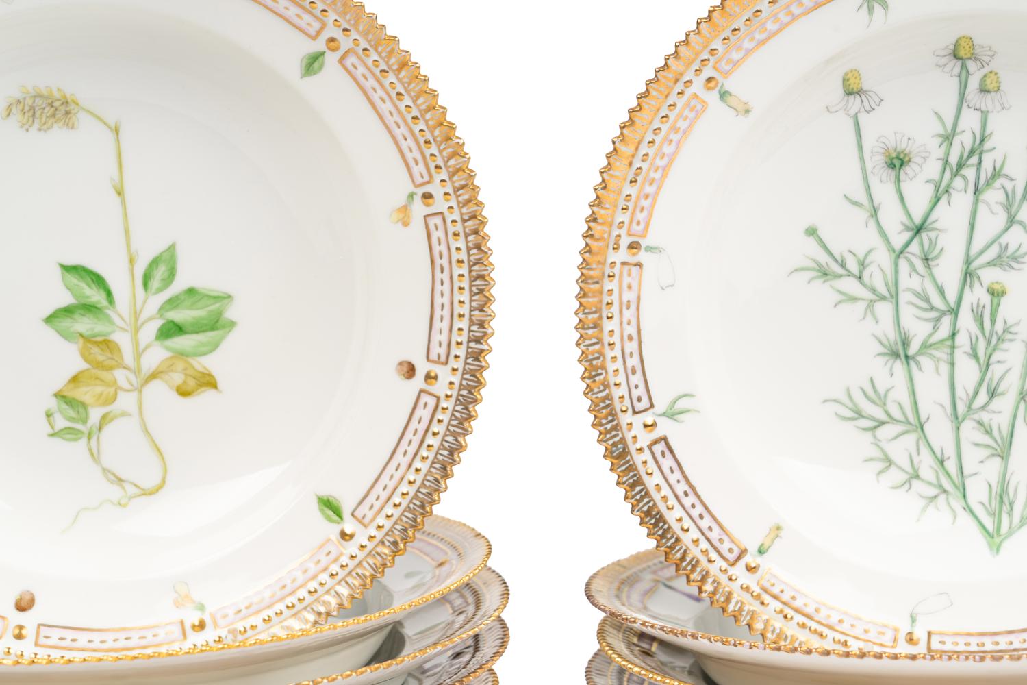 A Group of Thirteen Royal Copenhagen Porcelain Soup Plates