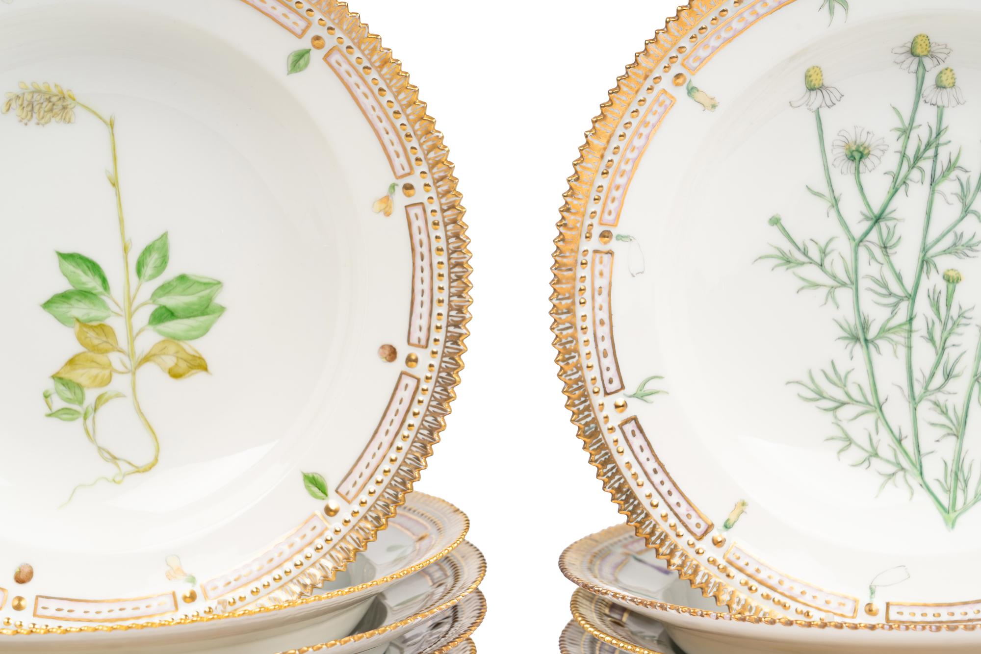 A Group of Thirteen Royal Copenhagen Porcelain Soup Plates