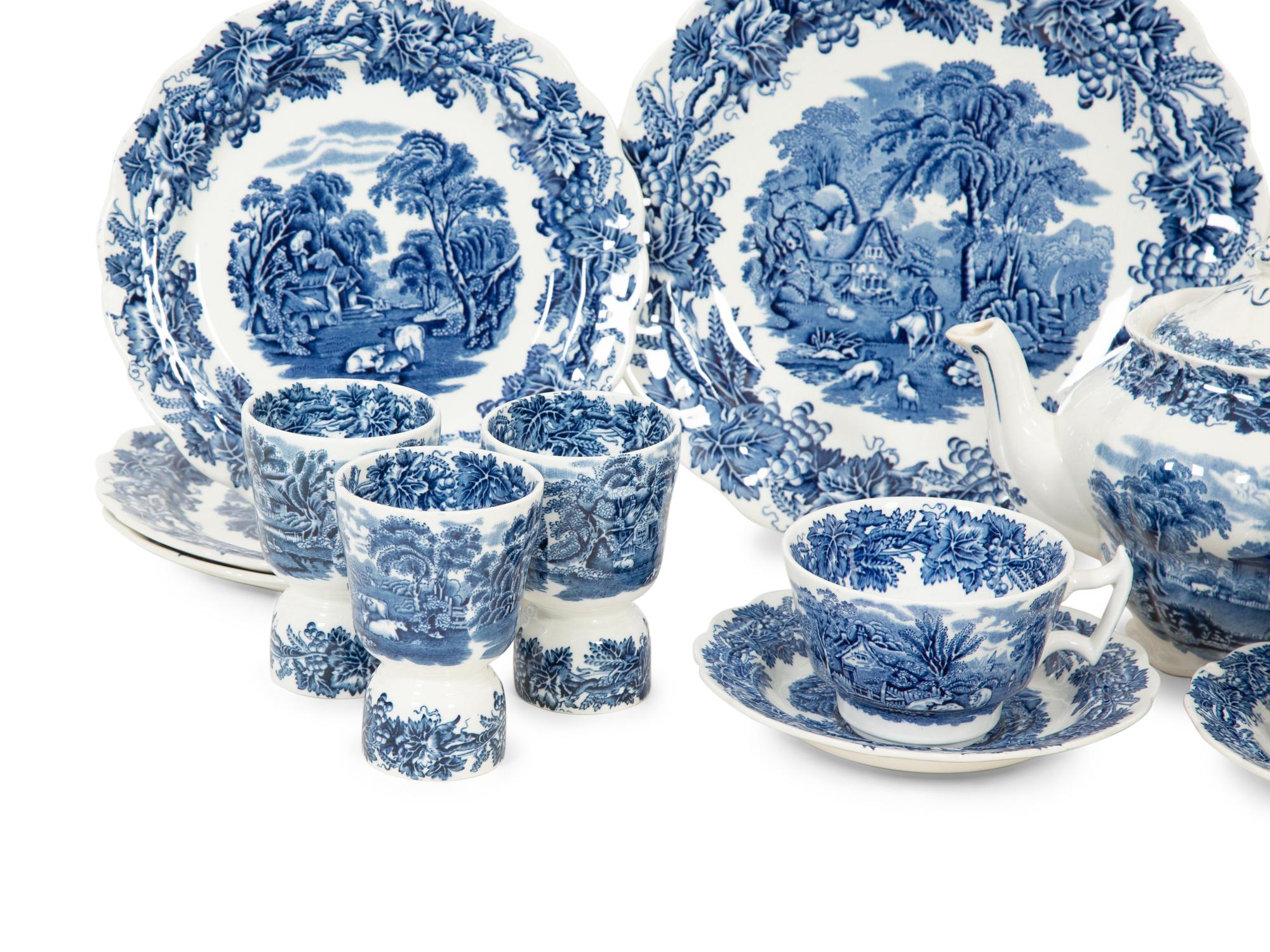 An English Transfer-Decorated Ironstone Breakfast Service