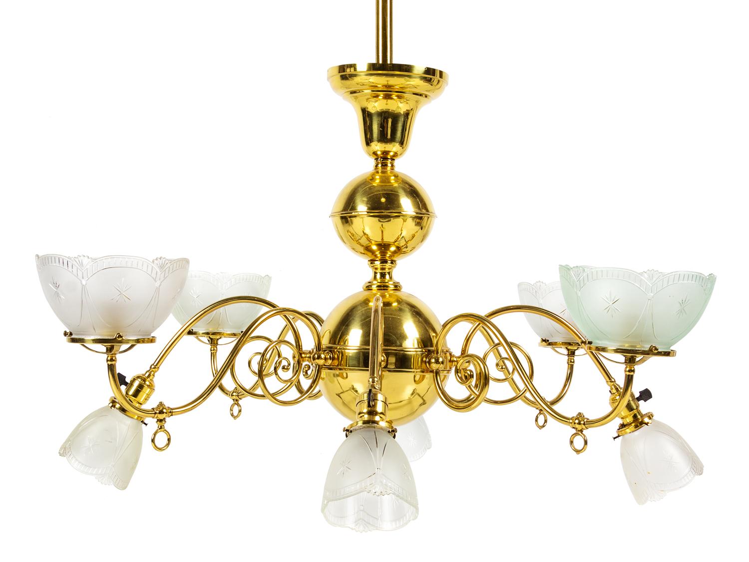 A Victorian Style Brass Chandelier