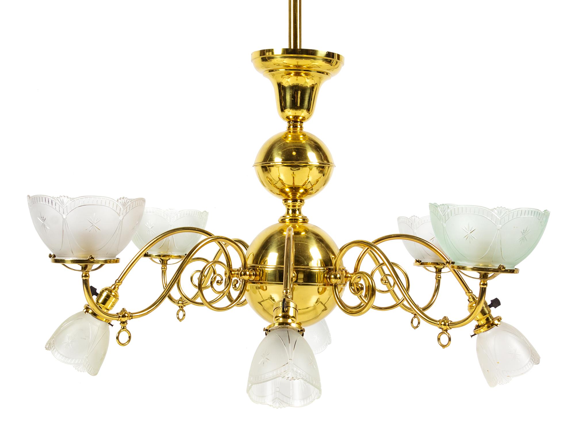 A Victorian Style Brass Chandelier