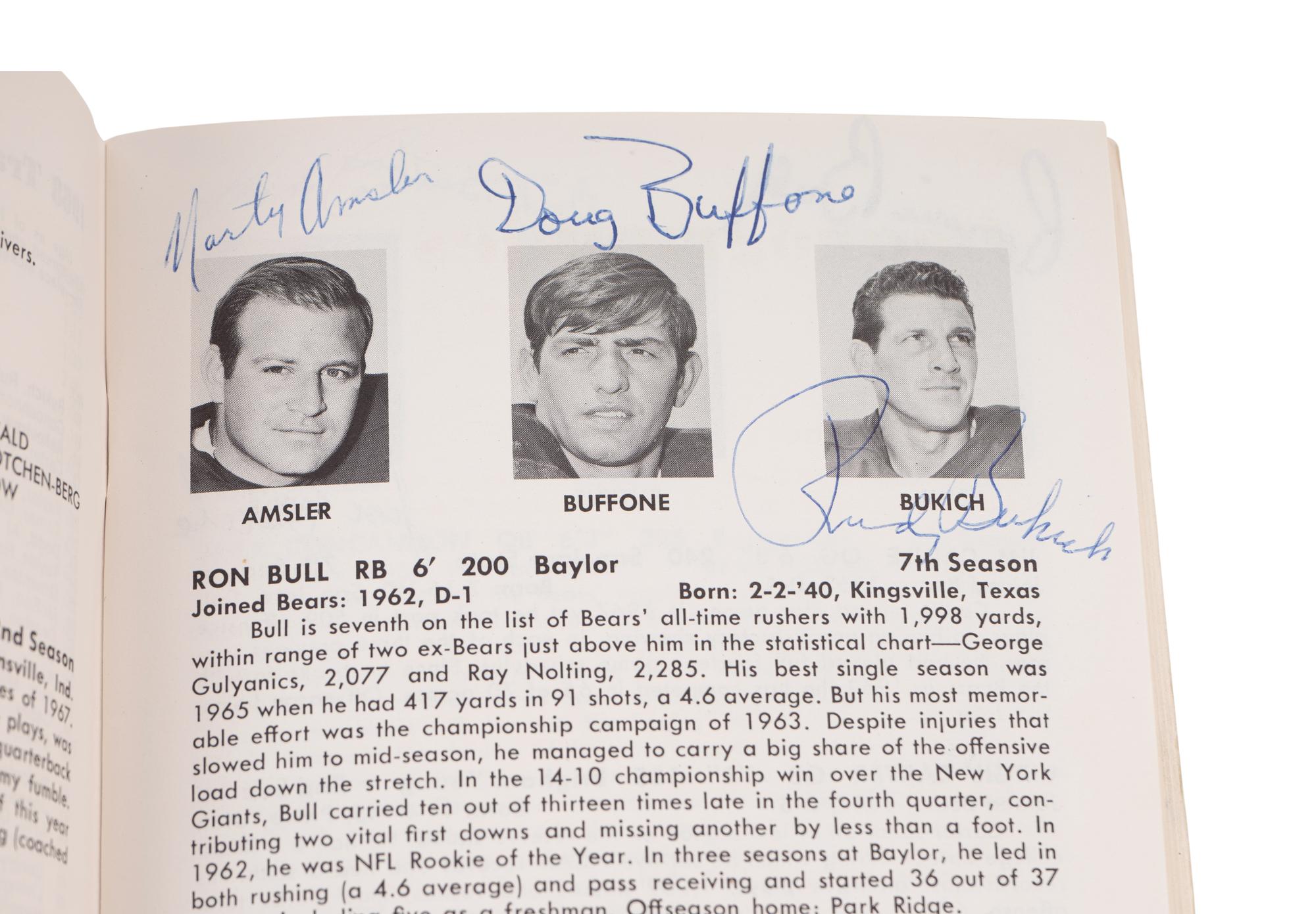 A 1968 Chicago Bears Signed Autograph Media Guide Including George Halas and Gale Sayers (PSA Authentic),