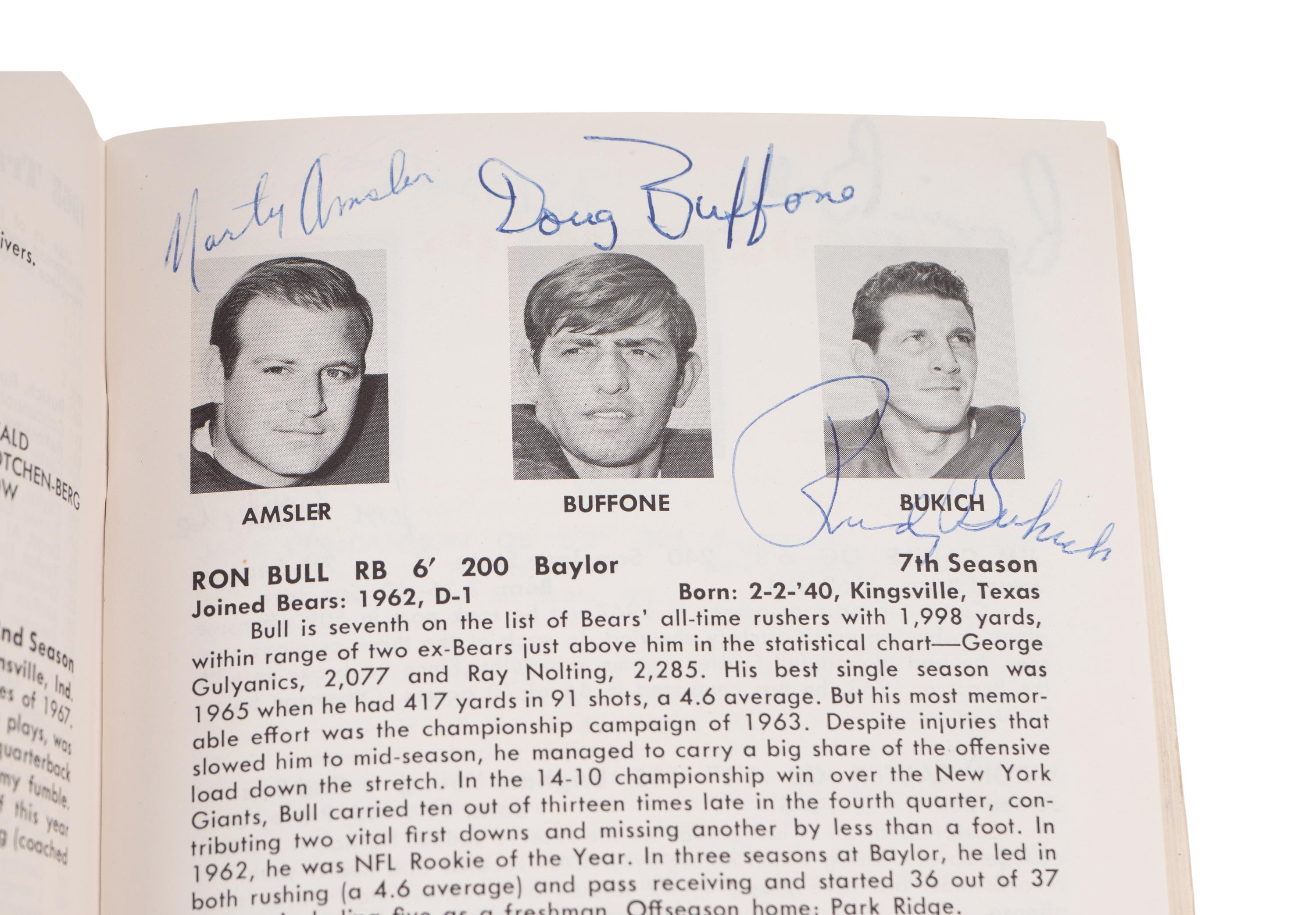 A 1968 Chicago Bears Signed Autograph Media Guide Including George Halas and Gale Sayers (PSA Authentic),
