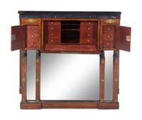 An Empire Style Gilt and Patinated Bronze Mounted Mahogany Marble-Top Secretary Bureau