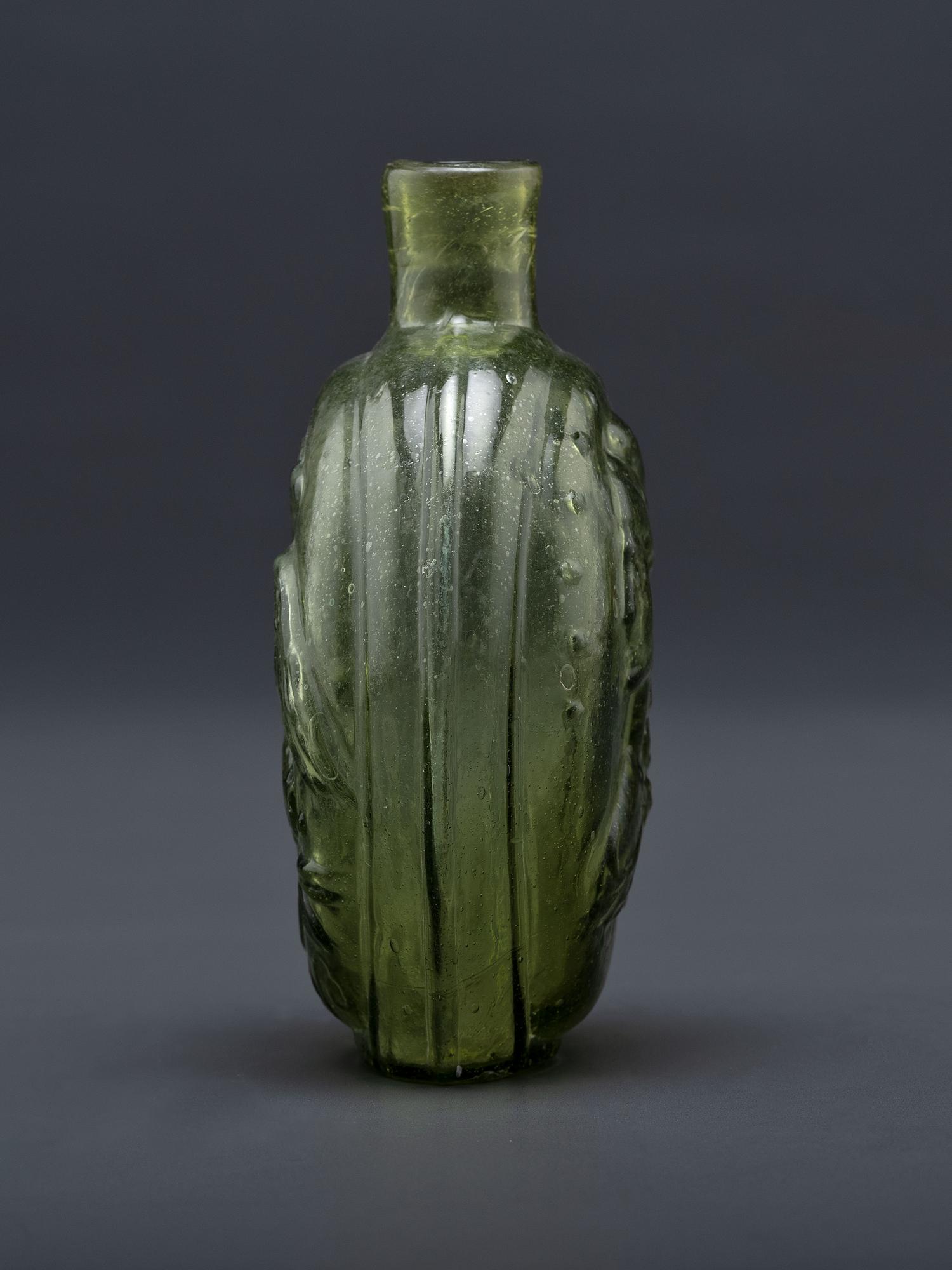 A Molded-Glass Flask in Yellow-Green