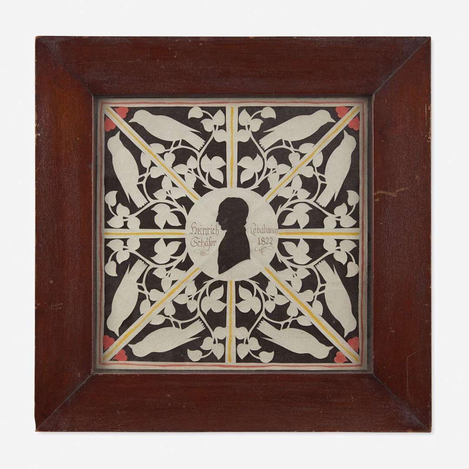 American School 19th century Scherenschnitte for Heinrich Schafer of Lebanon, PA, dated "1822"