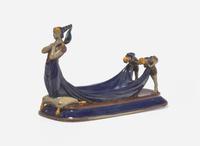 A Wedgwood Majolica Figural Jewel Tray, UK, 1872