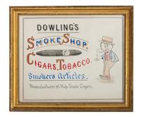 Five Framed Specialty Shop Advertising Hand Colored Prints and Watercolors