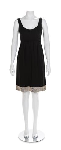 Black Sleeveless Cocktail Dress with Rhinestone Embellishments on the Hem,