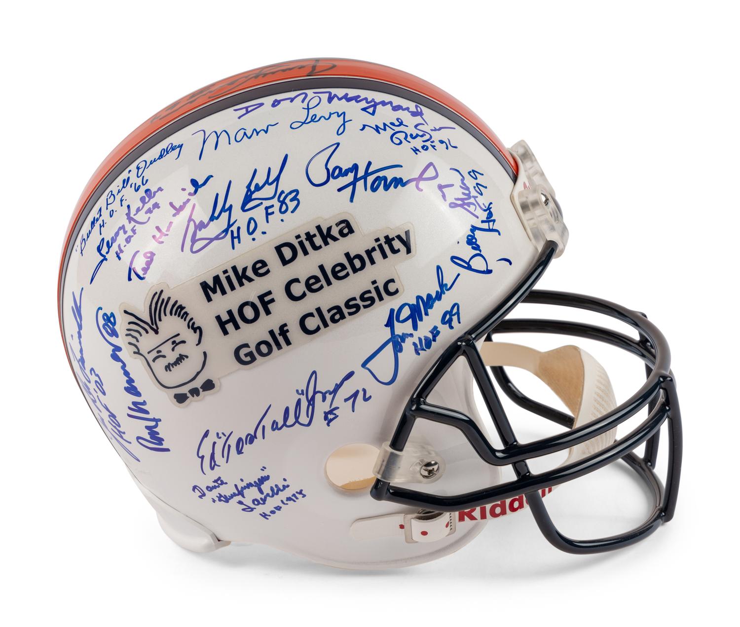 A Mike Ditka HOF Celebrity Golf Classic Multi Signed Autograph Football Helmet from The Collection of Mike Ditka