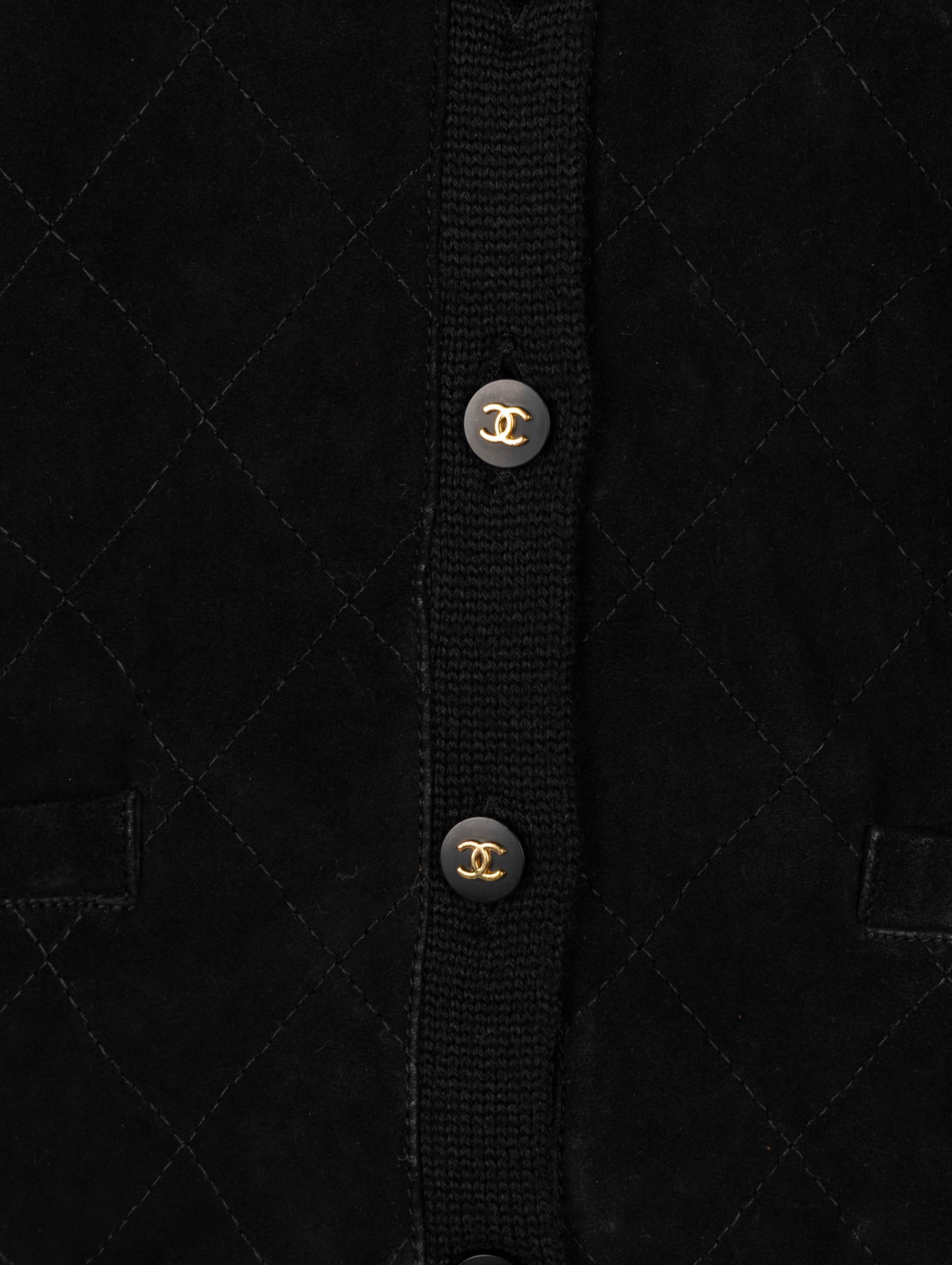 Chanel, Black Suede & Knit Cardigan