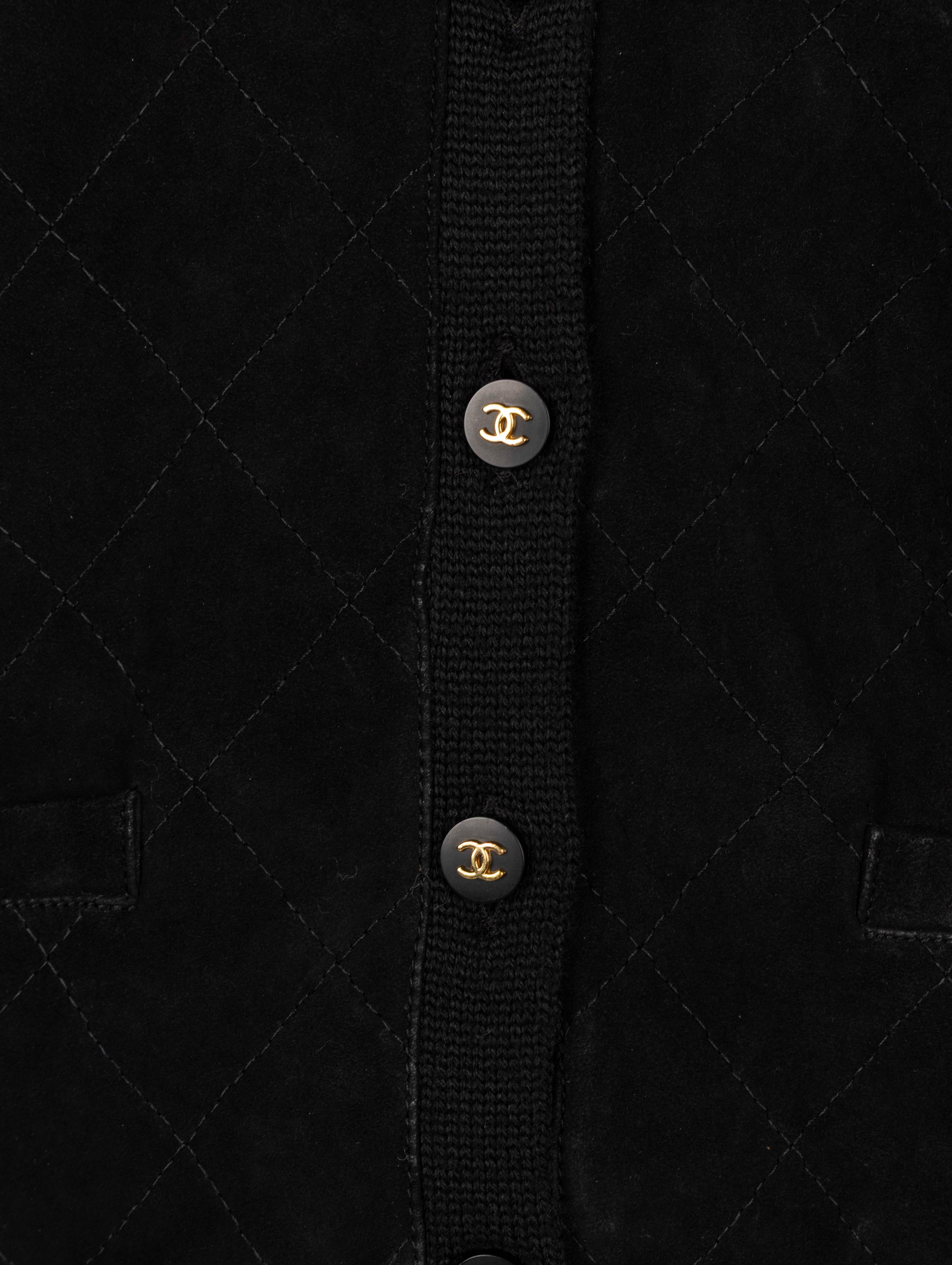 Chanel, Black Suede & Knit Cardigan