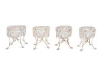 A Set of Four George III Silver and Cut Glass Sweetmeat Bowls