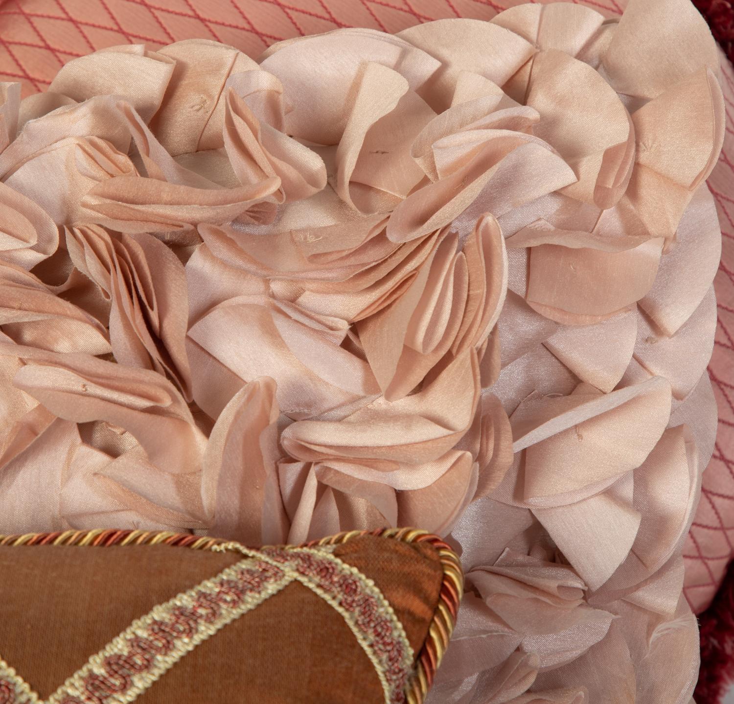 Four Pink Silk and Velvet Pillows — 20th Century