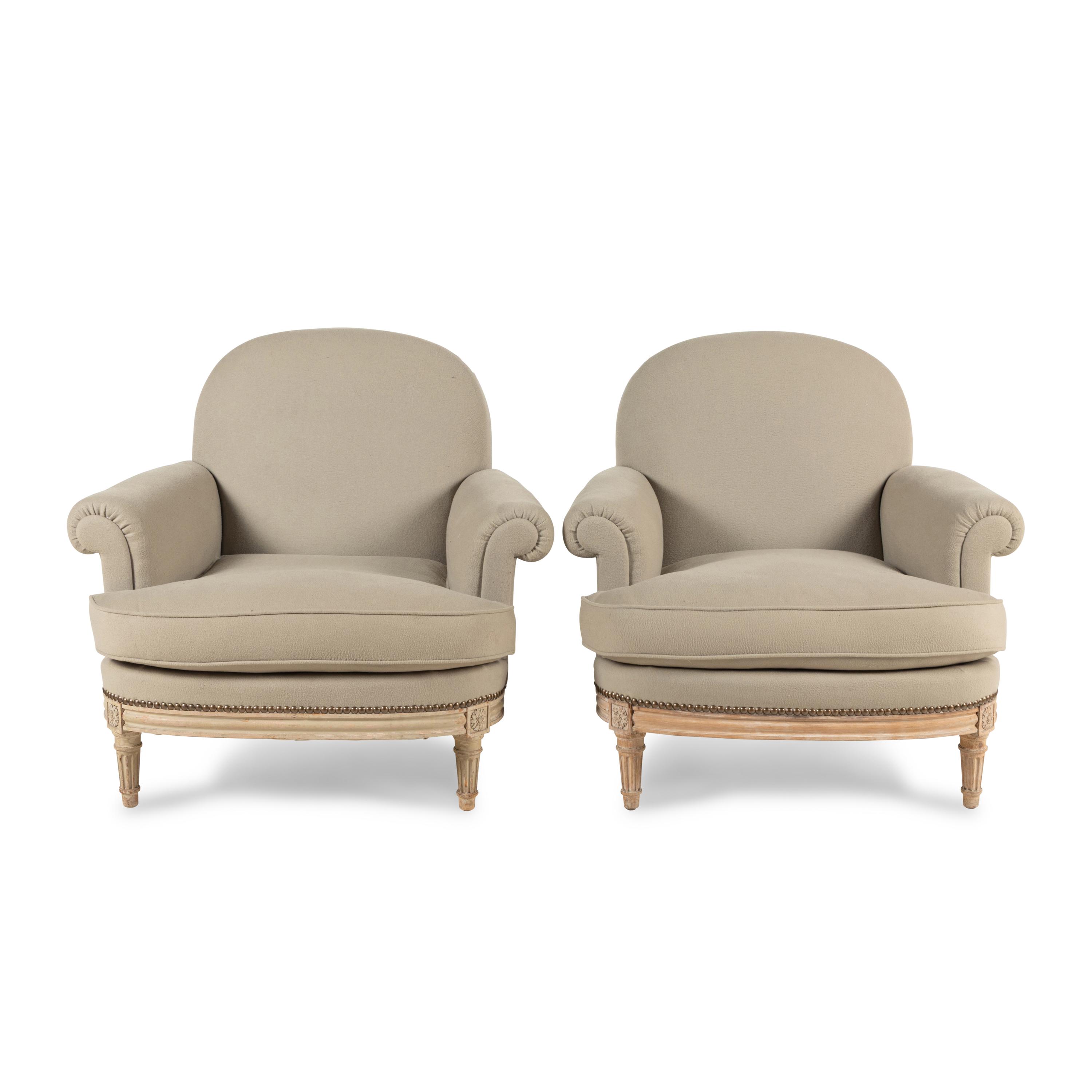 A Pair of Louis XVI Style Painted Armchairs