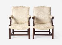 A Pair of George III Style Mahogany Library Chairs