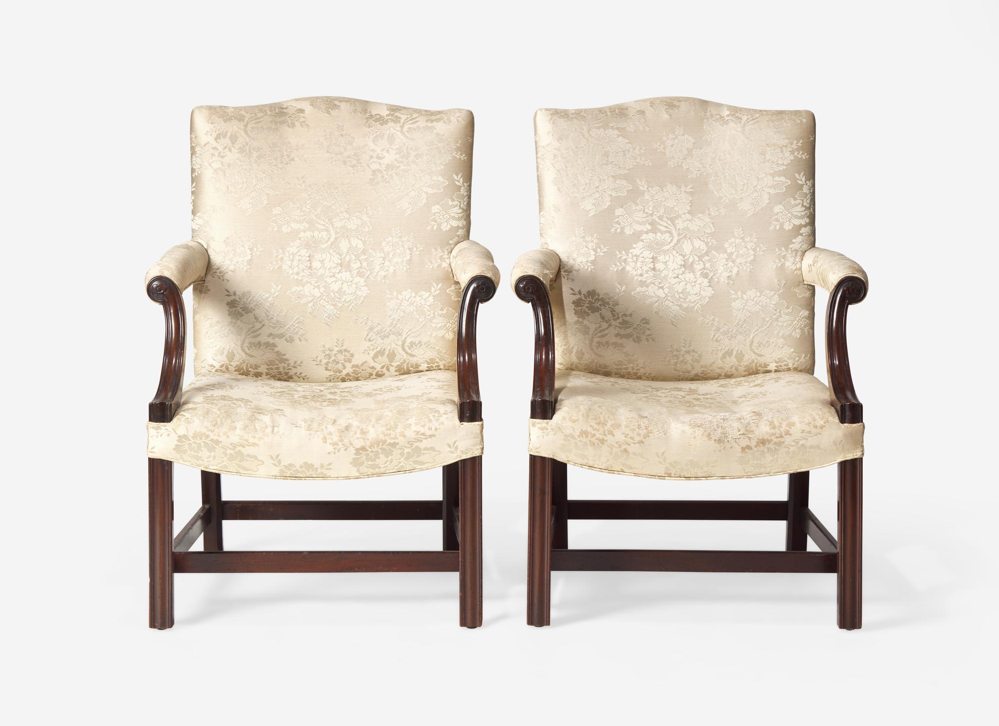 A Pair of George III Style Mahogany Library Chairs