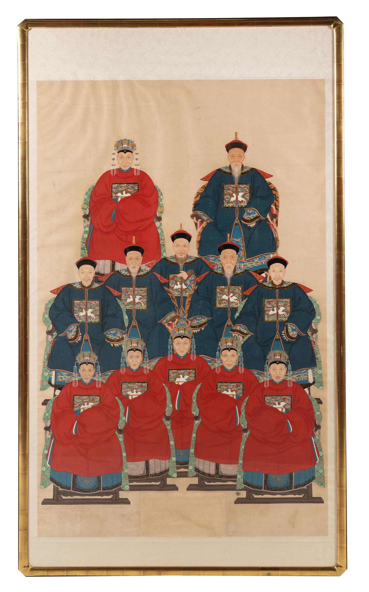 A Chinese Ink and Color Painting of Court Figures