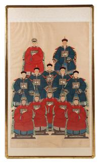 A Chinese Ink and Color Painting of Court Figures