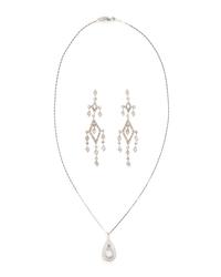 WHITE GOLD AND DIAMOND NECKLACE AND EARRINGS