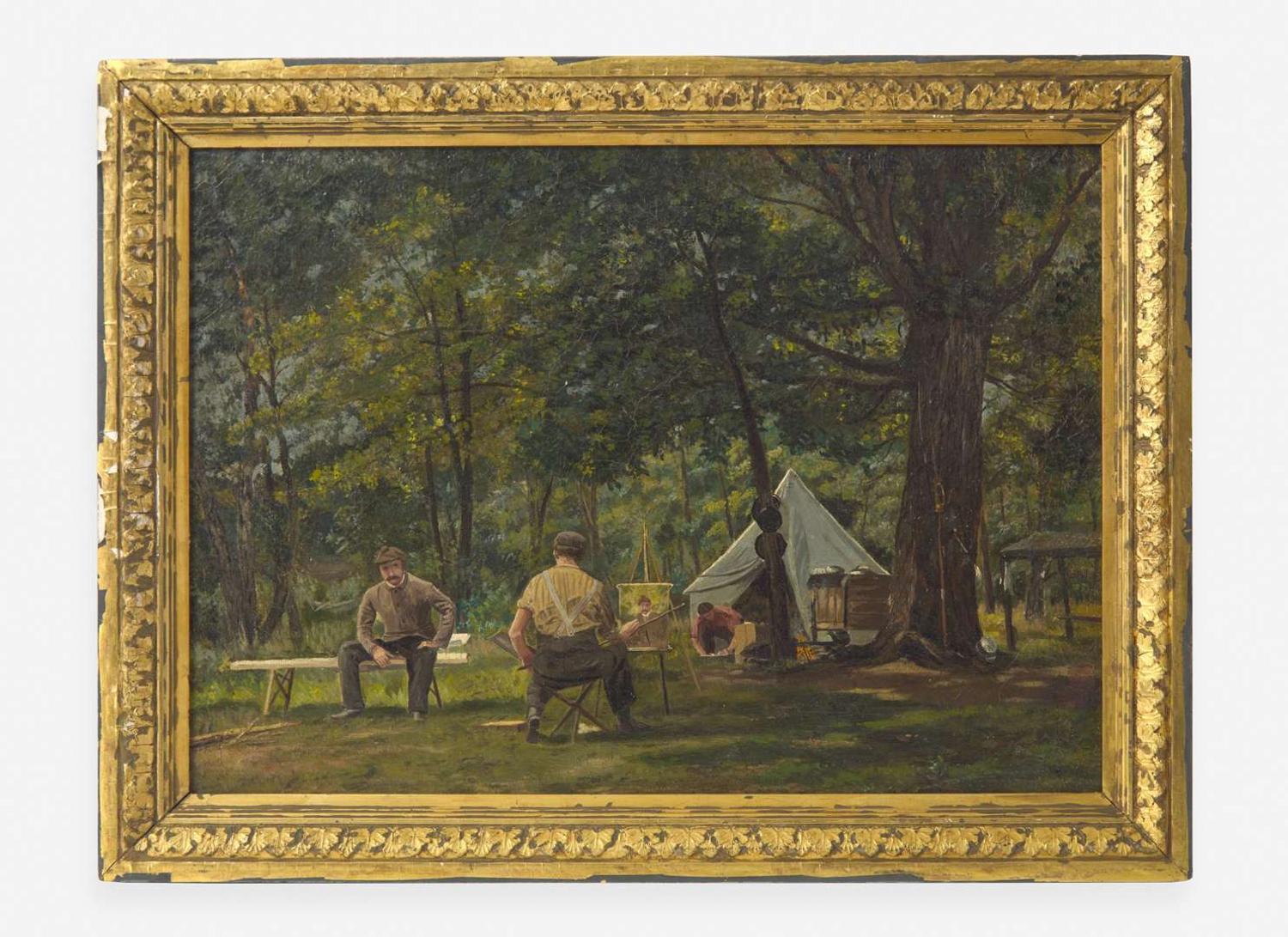 W. Van Dusen (American/19th century) - Art Class Along the River Bank