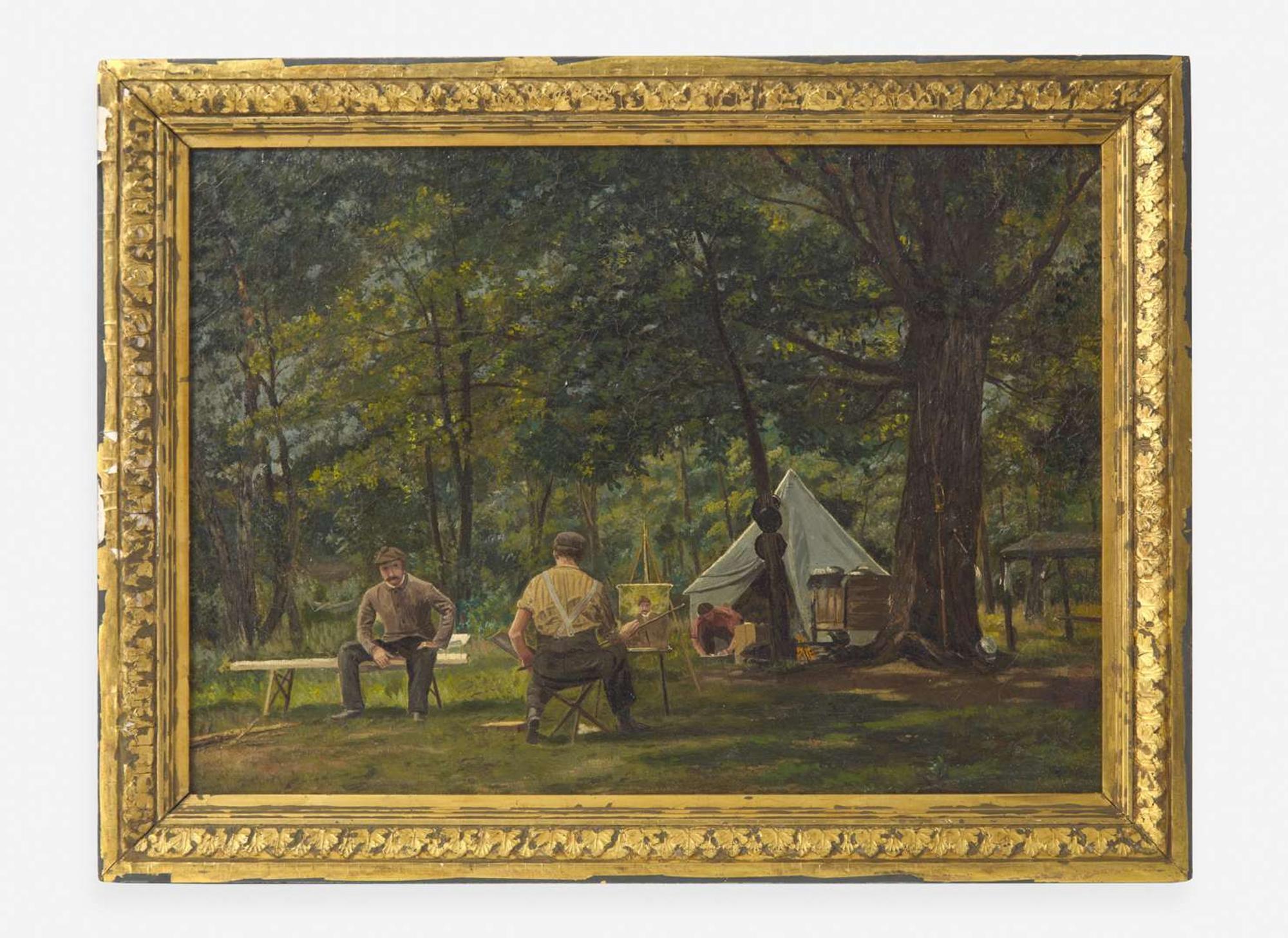 W. Van Dusen (American/19th century) - Art Class Along the River Bank