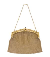 A 14 Karat Gold, Sapphire and Diamond Mesh Purse, 140.90 dwts.