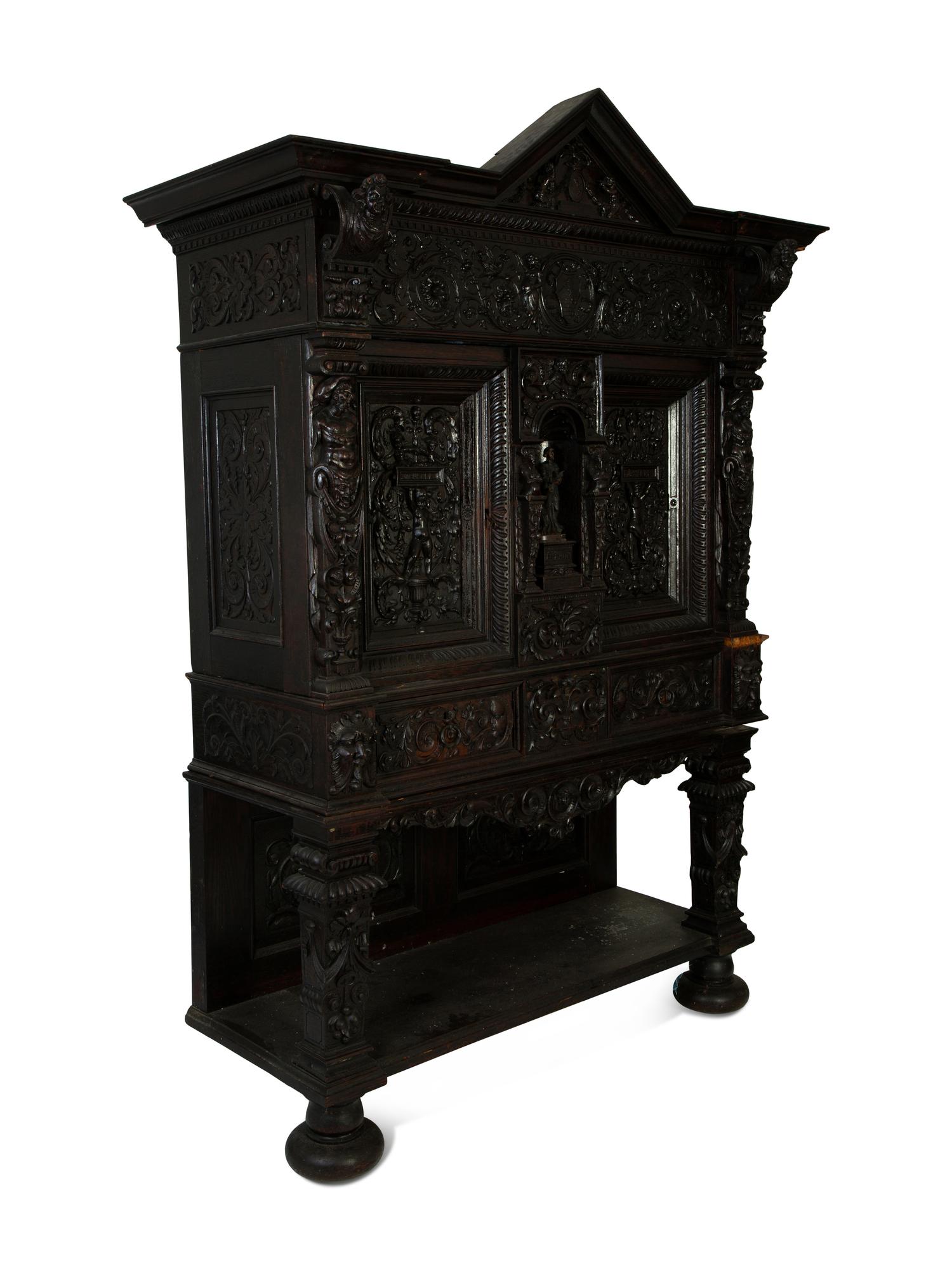 An Italian Baroque Style Carved Oak Cabinet on Stand — 18TH CENTURY