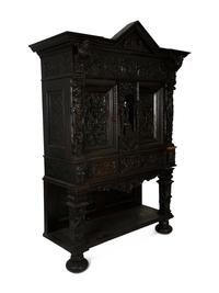 An Italian Baroque Style Carved Oak Cabinet on Stand — 18TH CENTURY