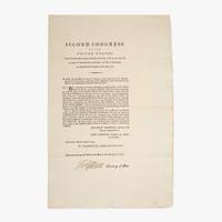 [Hamilton, Alexander] Jefferson, Thomas An Act for extending the time for receiving on Loan that part of the Domestic Debt of the United States, which may not be subscribed...