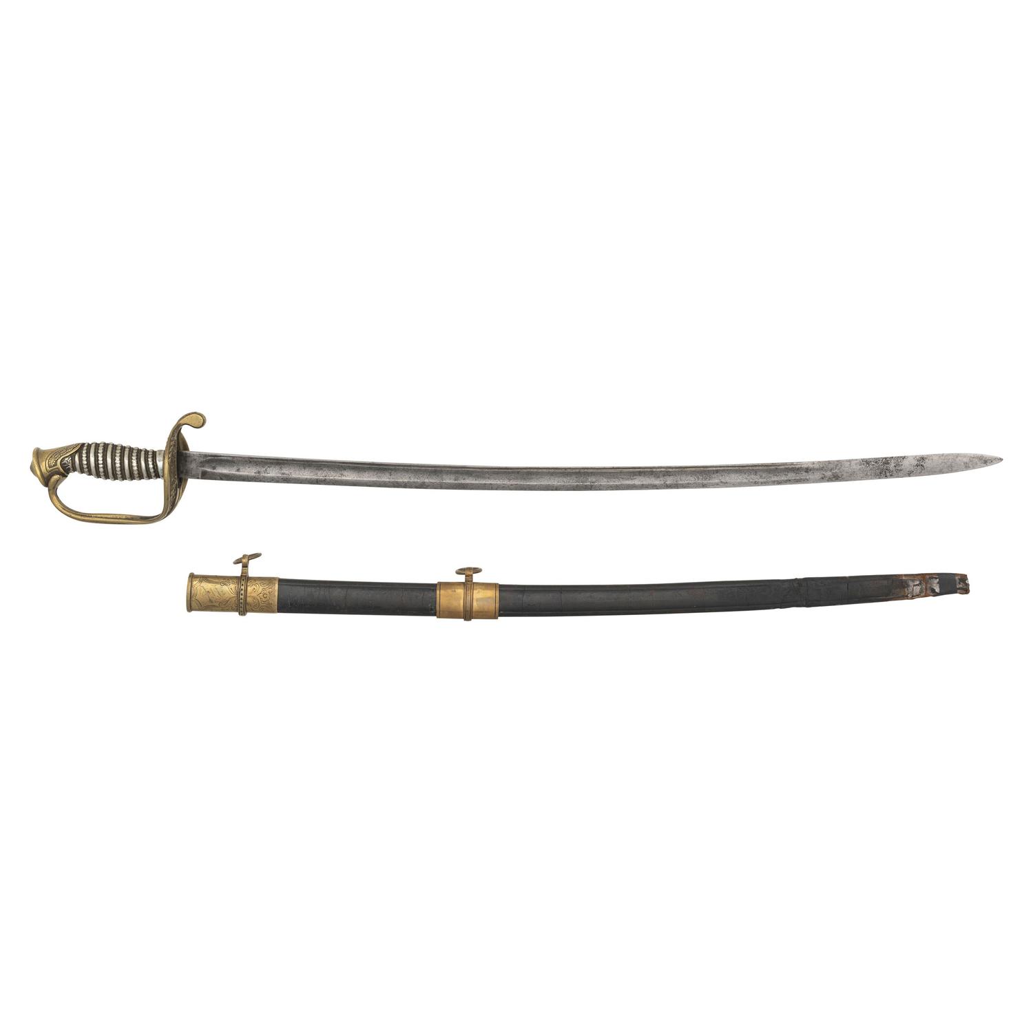German Silver Gripped Officers Sword Inscribed to Isaiah Conley - 101st PA Infantry - POW and Prison Escapee