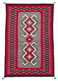 Three Navajo Rugs Length of largest 49 x width 32 1/2 inches.