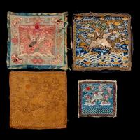 Three Chinese and One Vietnamese Embroidered Silk Rank Badges, 19th Century 清晚期 織綉補子四幅