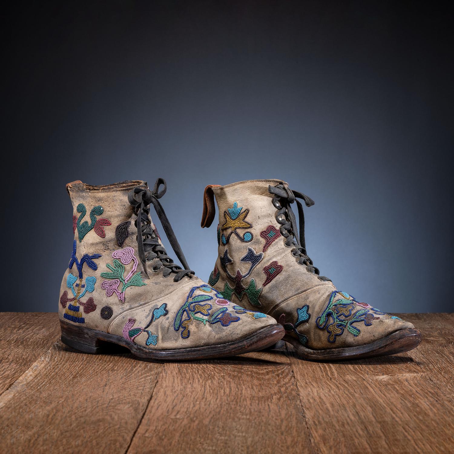 Santee Sioux Beaded Hide Work Boots