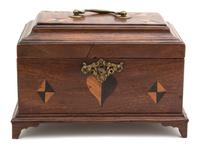 A Continental Parquetry Inlaid Walnut Coffer Height 7 inches.