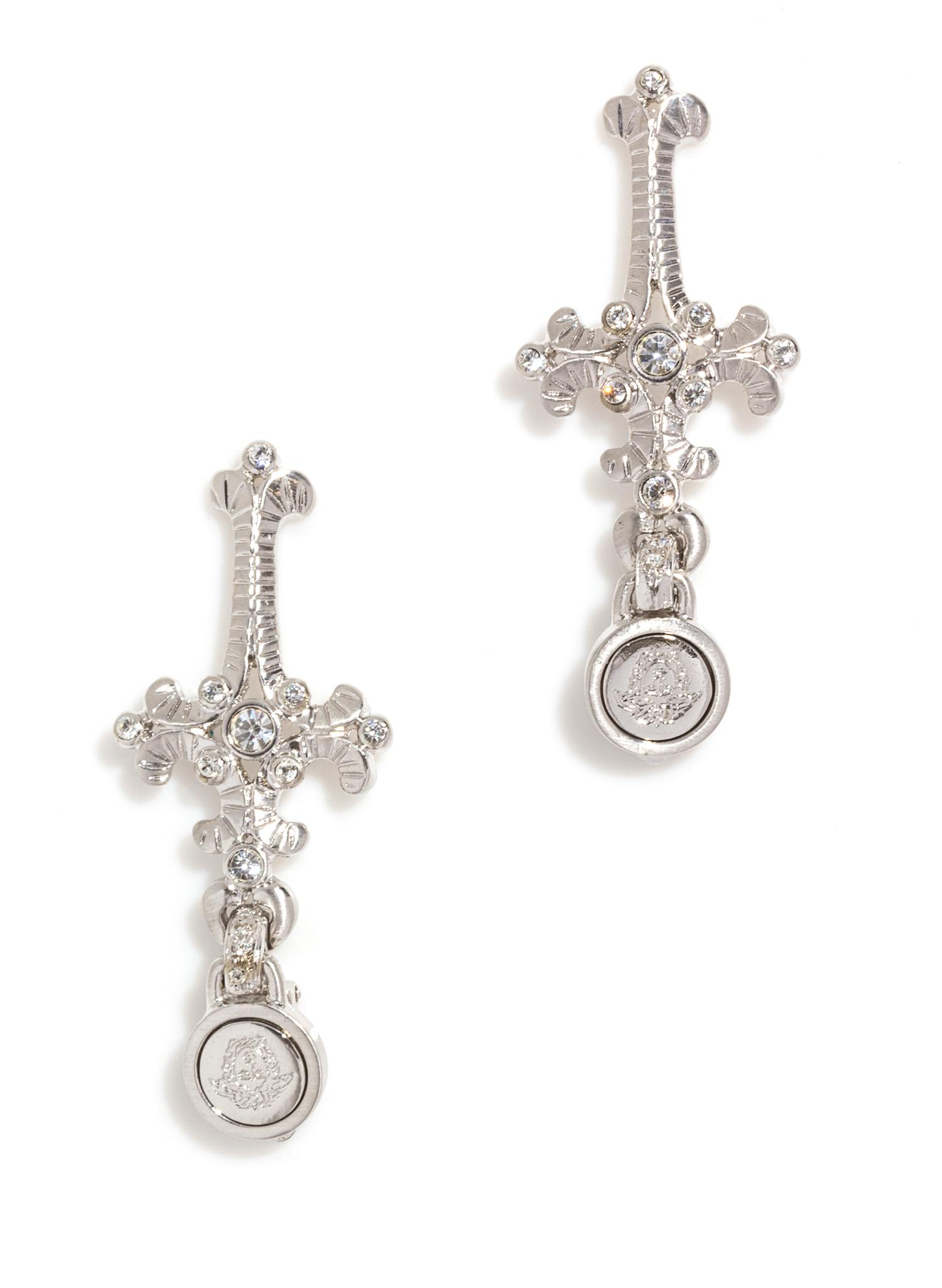 A Pair of Gianni Versace Cross Drop Earclips,