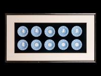 Two Framed Collections of Wedgwood Blue and White Jasperware Cameos