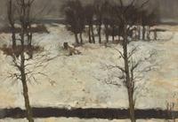 Bror Julius Olsson Nordfeldt (American, 1878–1955) - Footsteps in the Snow