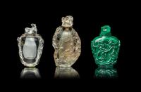 Three Chinese Precious Stone Snuff Bottles