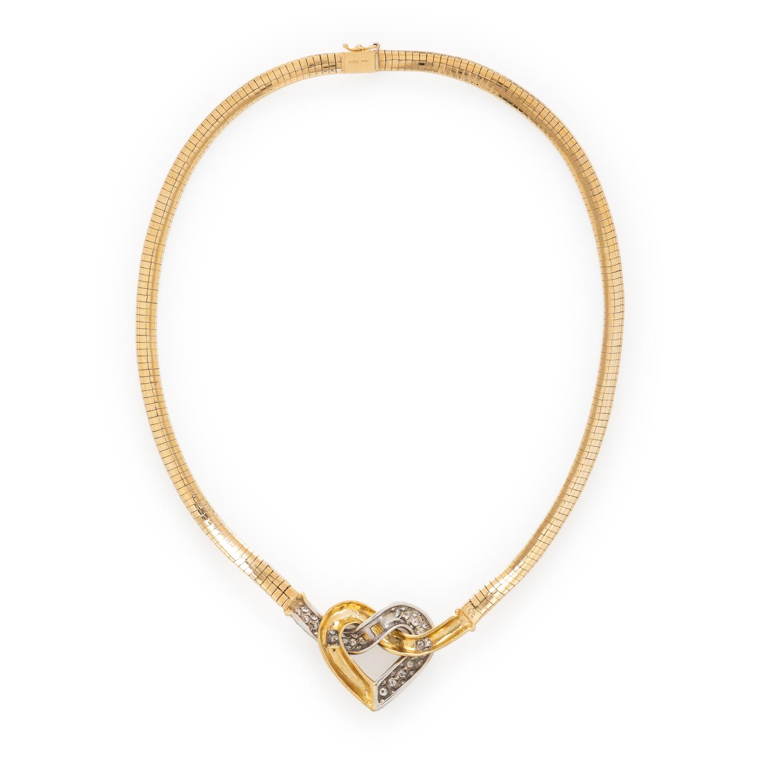 DIAMOND AND YELLOW GOLD HEART NECKLACE