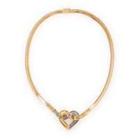 DIAMOND AND YELLOW GOLD HEART NECKLACE