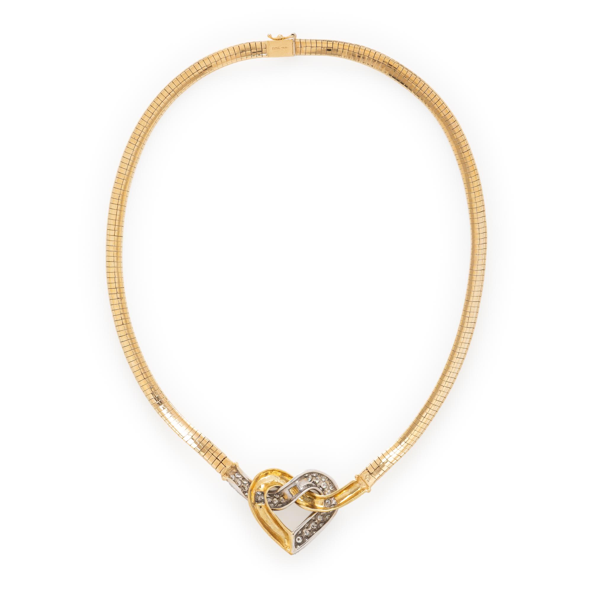 DIAMOND AND YELLOW GOLD HEART NECKLACE