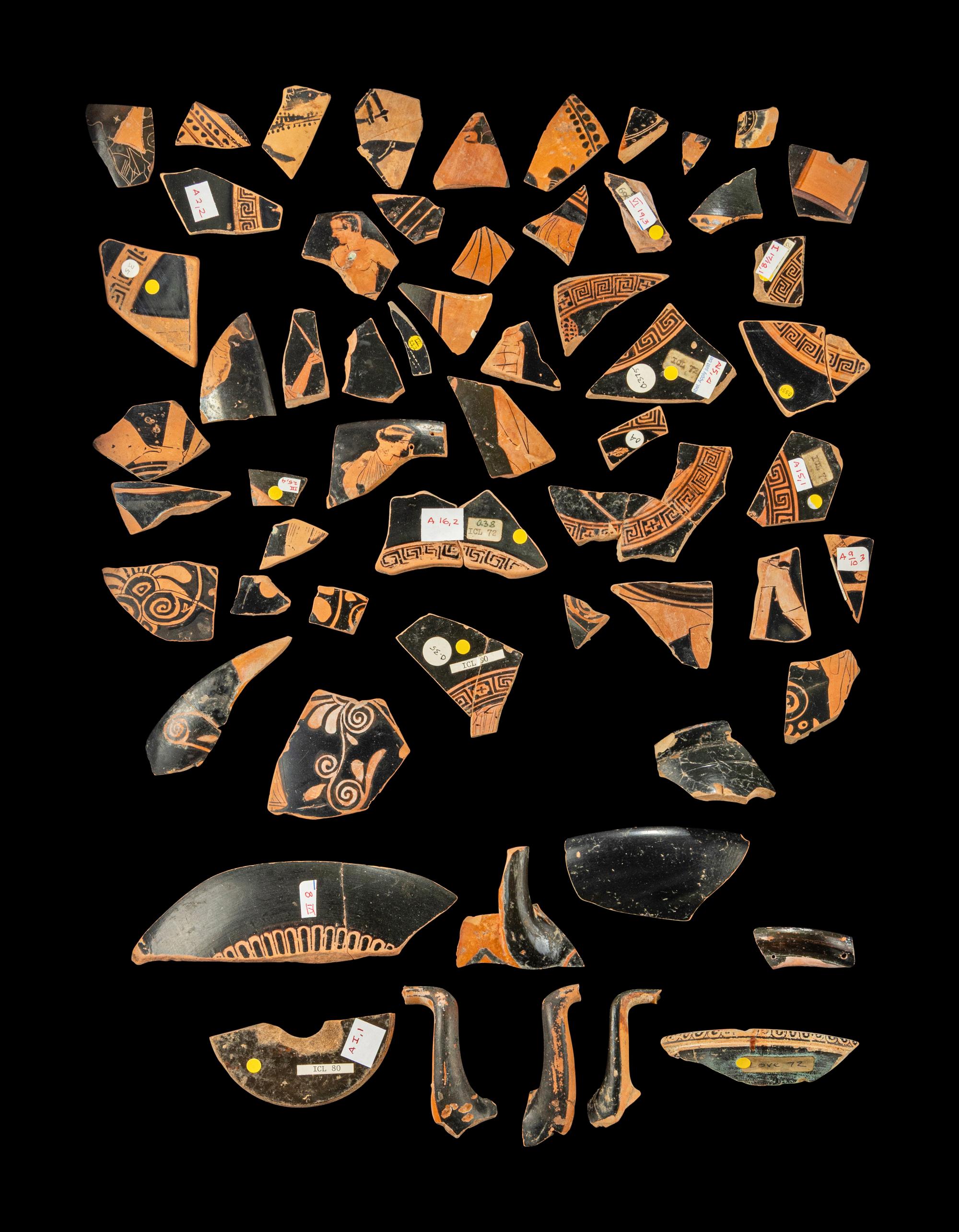 59 Attic and Etruscan Red and Black-Figured Vase Fragments