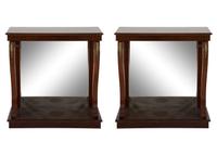A Pair of Empire Style Gilt Metal Mounted Mahogany Console Tables