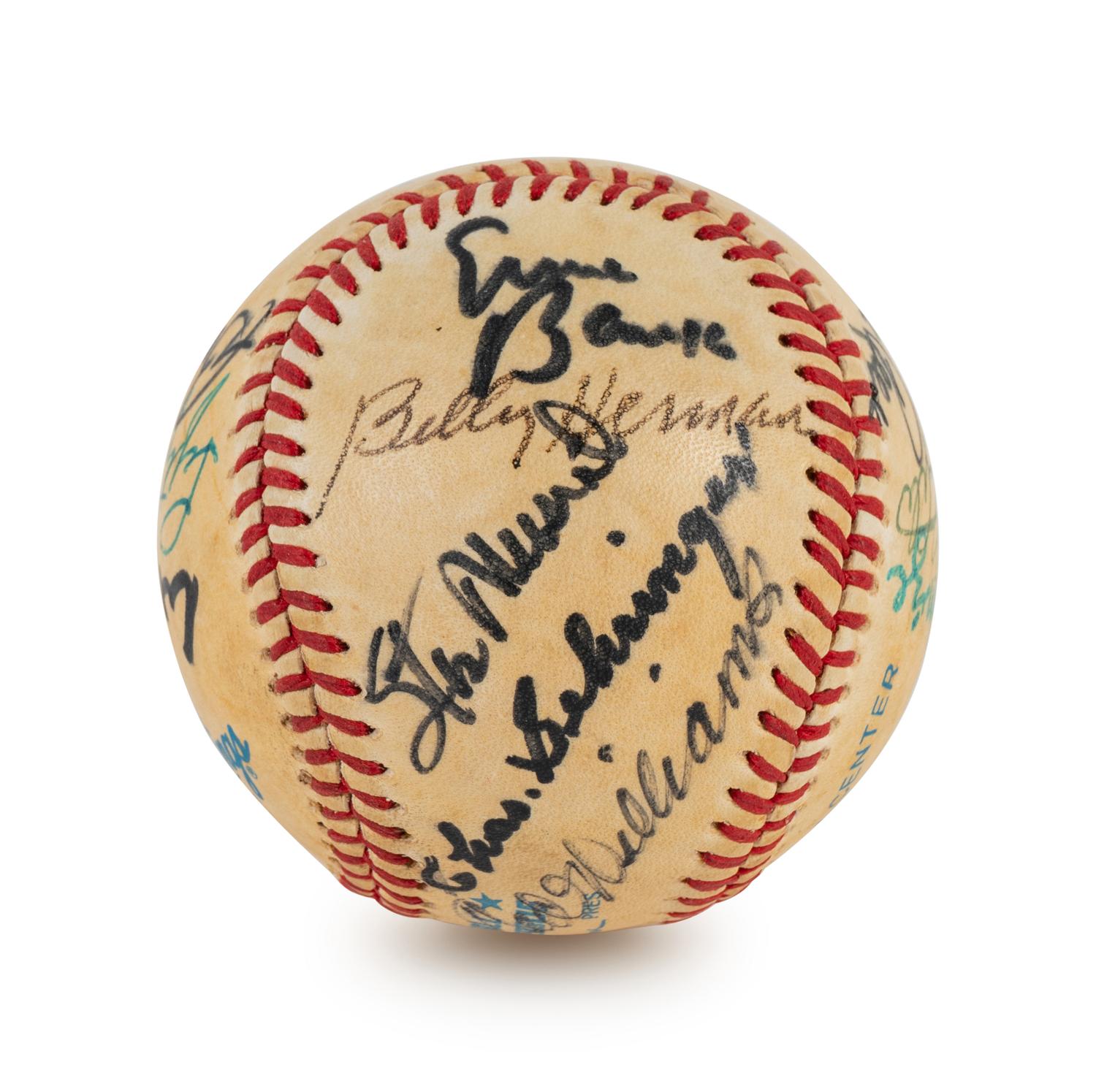 A Multi Signed Baseball Comprised of 16 Deceased Hall of Famers Including Ted Williams, (BAS Beckett Authentication Services Certified),